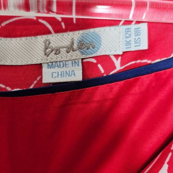 Boden Ingrid Silk Blend 3/4 Sleeve Tunic Shift Dress Womens Red Size 8R - Picture 2 of 4